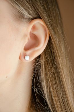 Silver stud earrings with white enamel