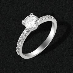 Women's silver engagement ring with cubic zirconia